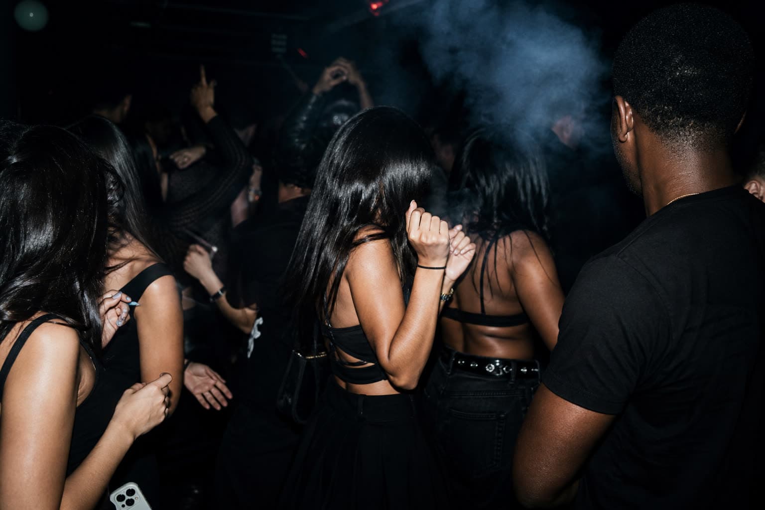 Crowd in motion under strobe light